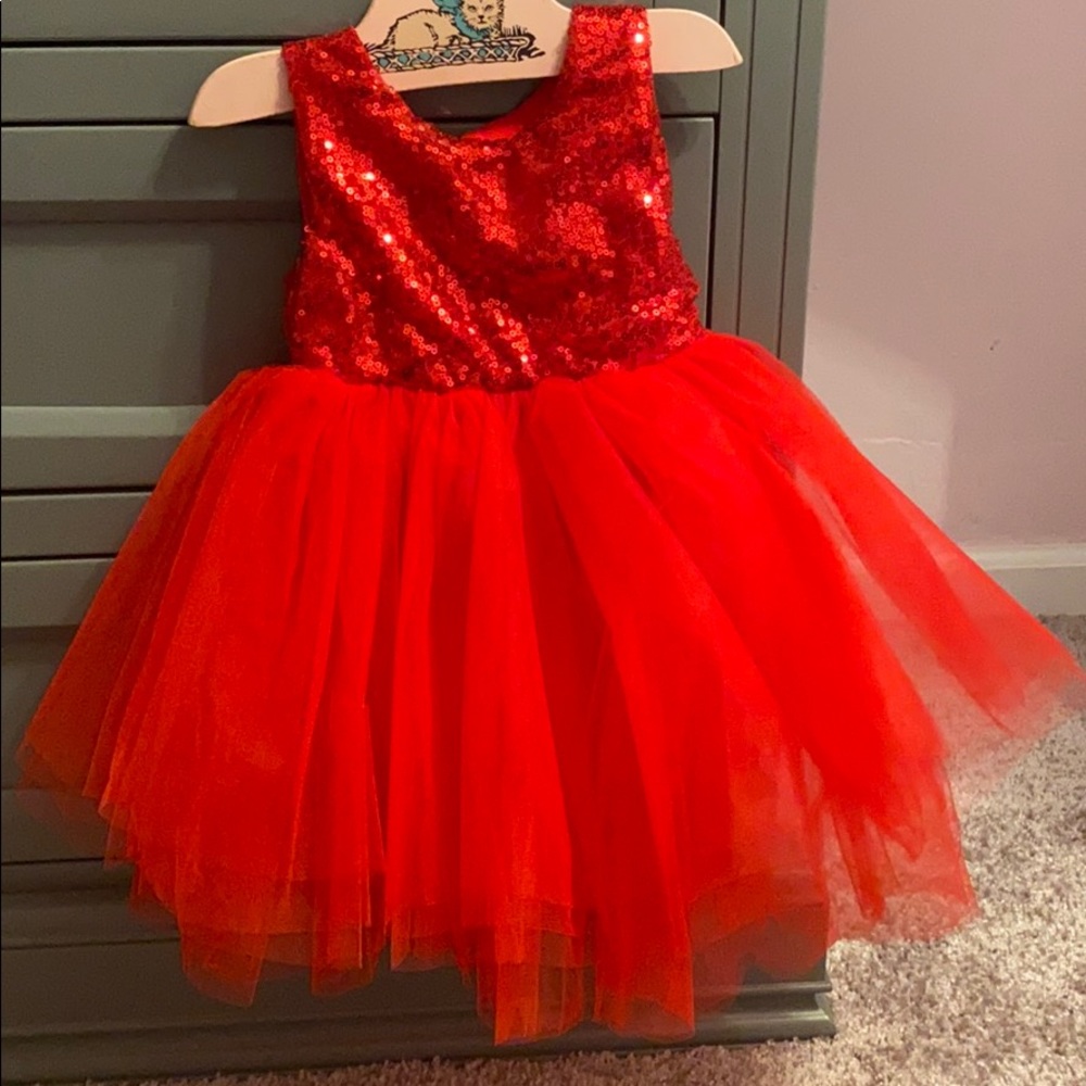 Red sequence and Tulle  dress